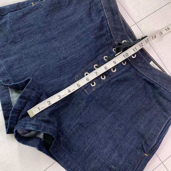 Rag & Bone Shorts Womens 26 Blue Resin Lace Up Denim Dark Wash Casual Comfort - Picture 9 of 11